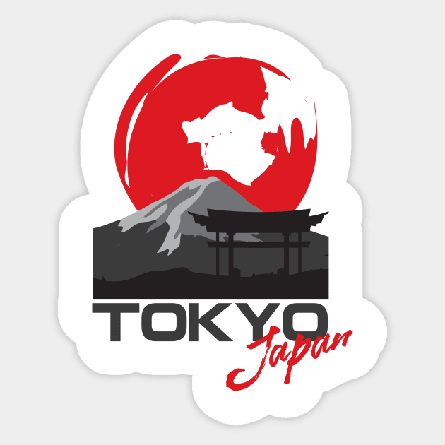 Sun over Tokyo Sticker by SM Shirts